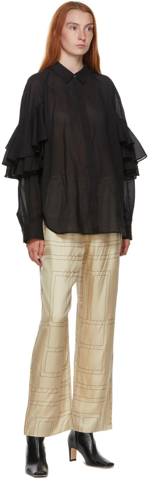 TOTÊME Monogram Silk Straight-leg Ankle Pajama Pants In Brown