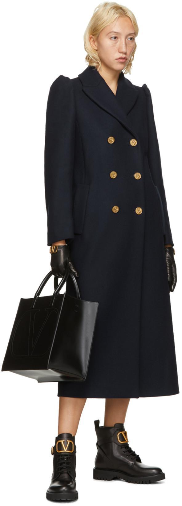 VALENTINO GARAVANI Dnu Pack Valentino Vlogo 35 Leather Combat Boot In Black