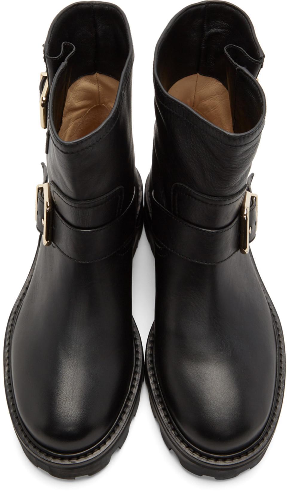 JIMMY CHOO Youth Buckled Crinkled-leather Ankle Boots In Black