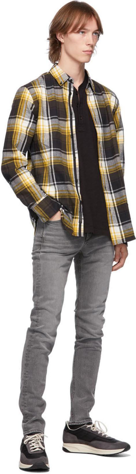 RAG & BONE Black Cotton Classic Short Sleeve Henley