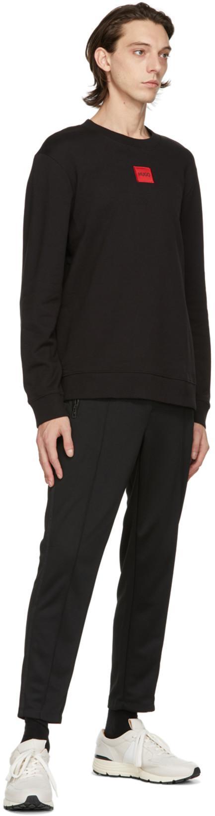 HUGO BOSS Logo Patch French Terry Crewneck Sweatshirt In Black