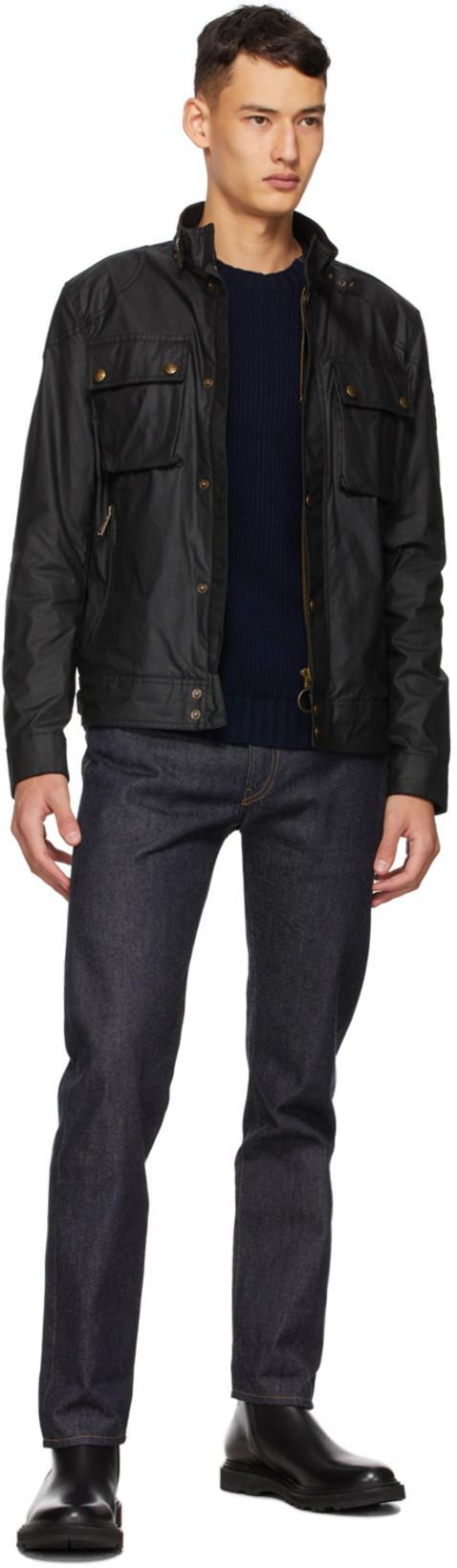 BELSTAFF Racemaster Waxed Cotton Blend Jacket In Navy
