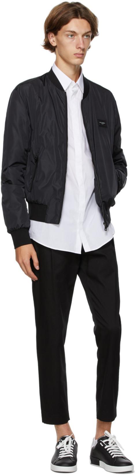 DOLCE & GABBANA Black Nylon Outerwear Jacket