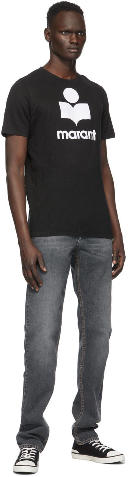 ISABEL MARANT Marant 'karman' Logo Linen T Shirt In Black