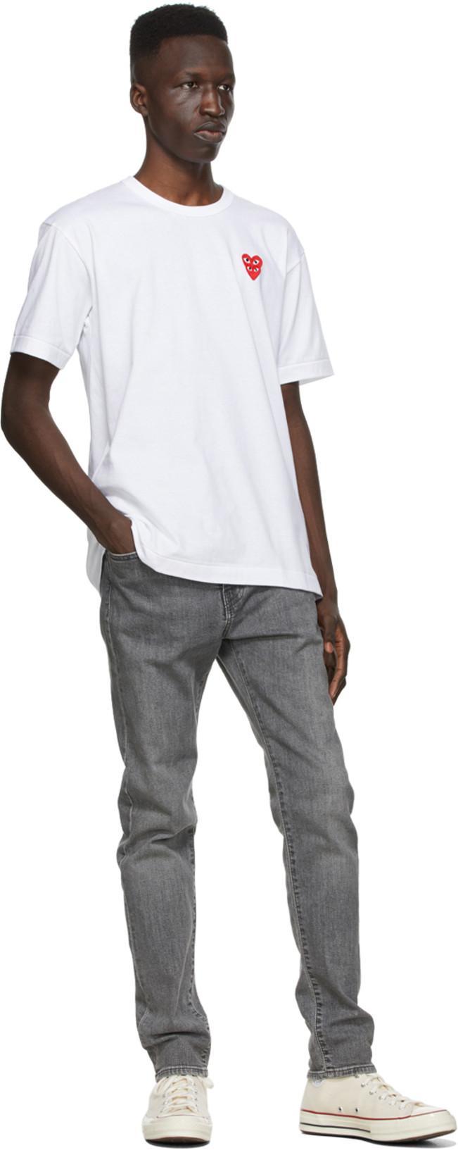 COMME DES GARÇONS PLAY Comme Des Garcons Play Mens Red Heart Logo T-shirt In White