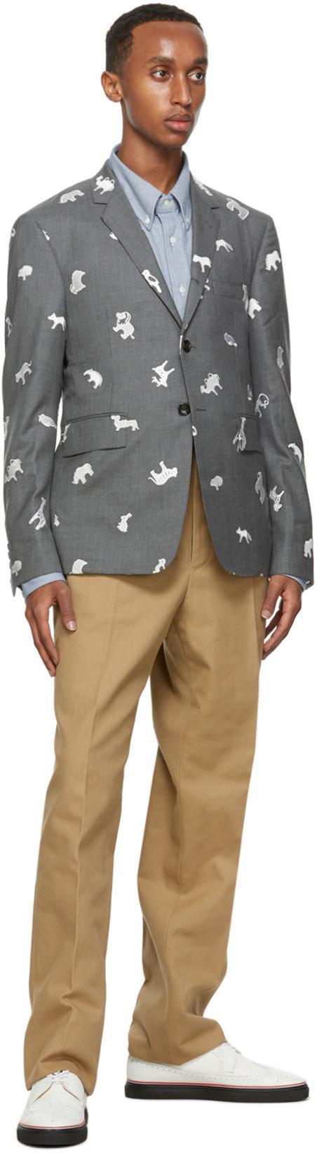 THOM BROWNE Flannel 4-bar Straight Fit Shirt Man Polo Shirt Multicolored Size L Cotton In Blue