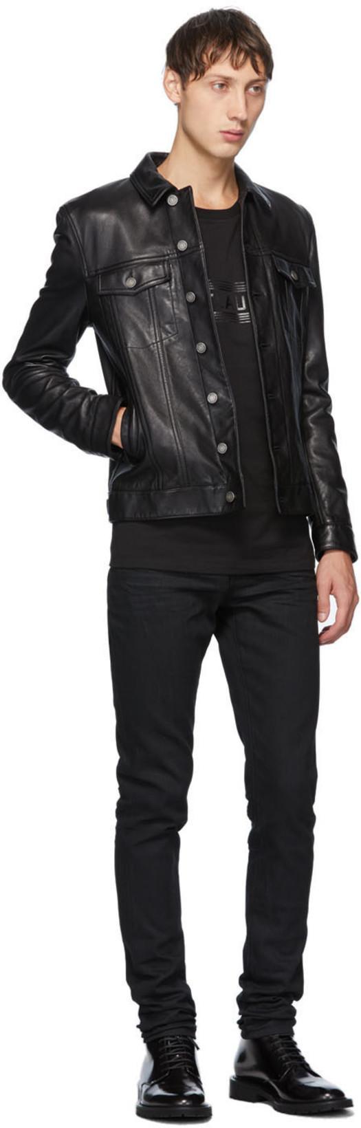 SAINT LAURENT Button-up Leather Jacket In Black