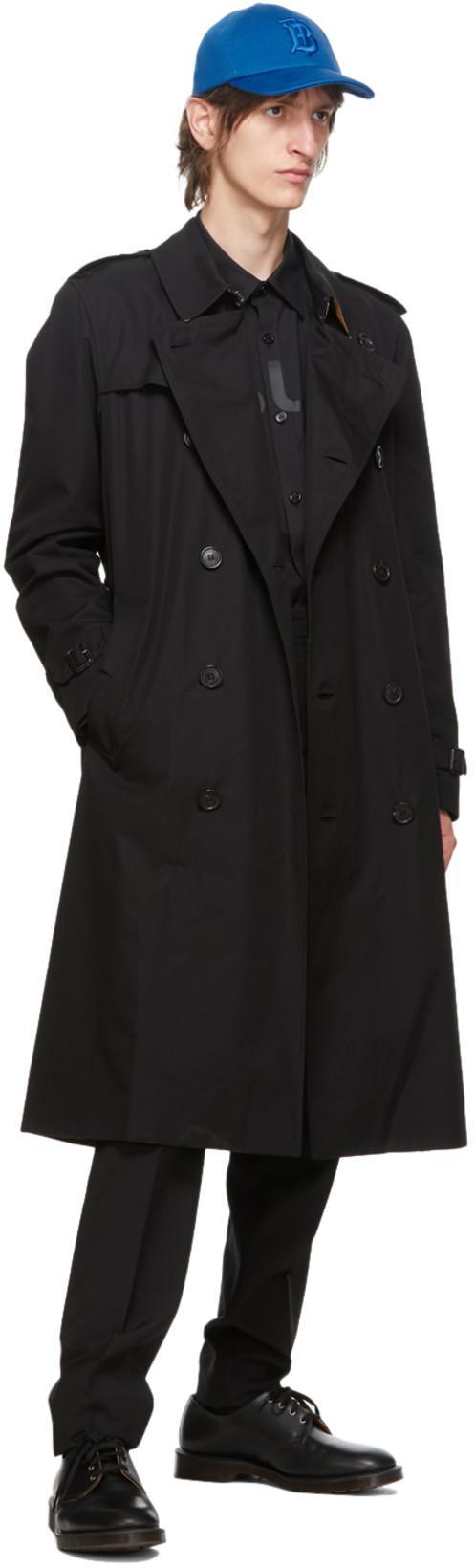 BURBERRY Black Chelsea Heritage Mid-length Trench Coat