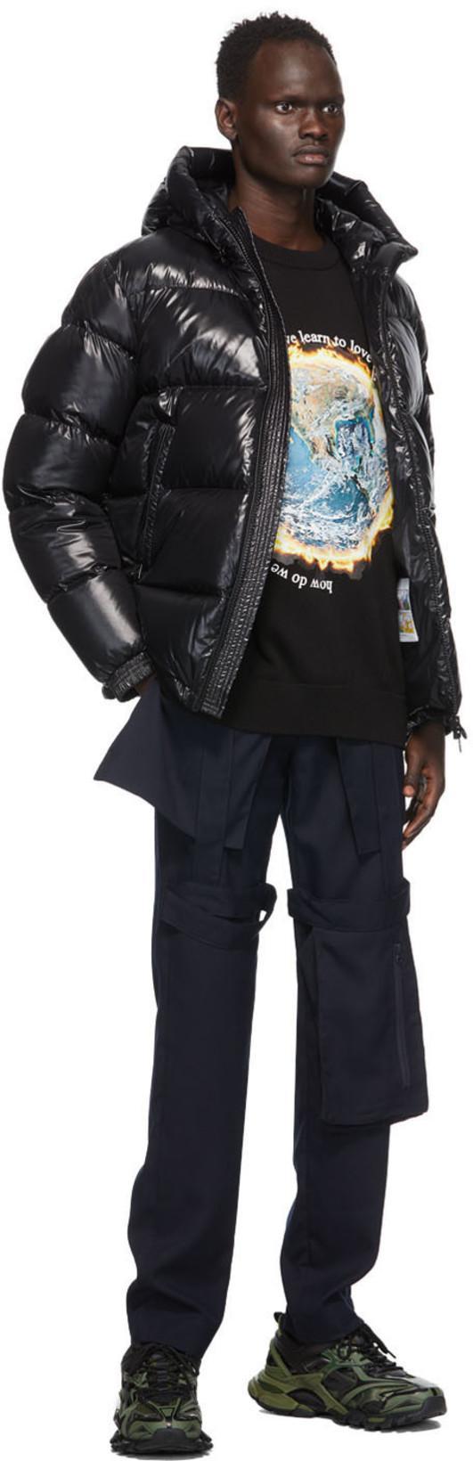 MONCLER Men Detachable Hood Padded Down Jacket In Black