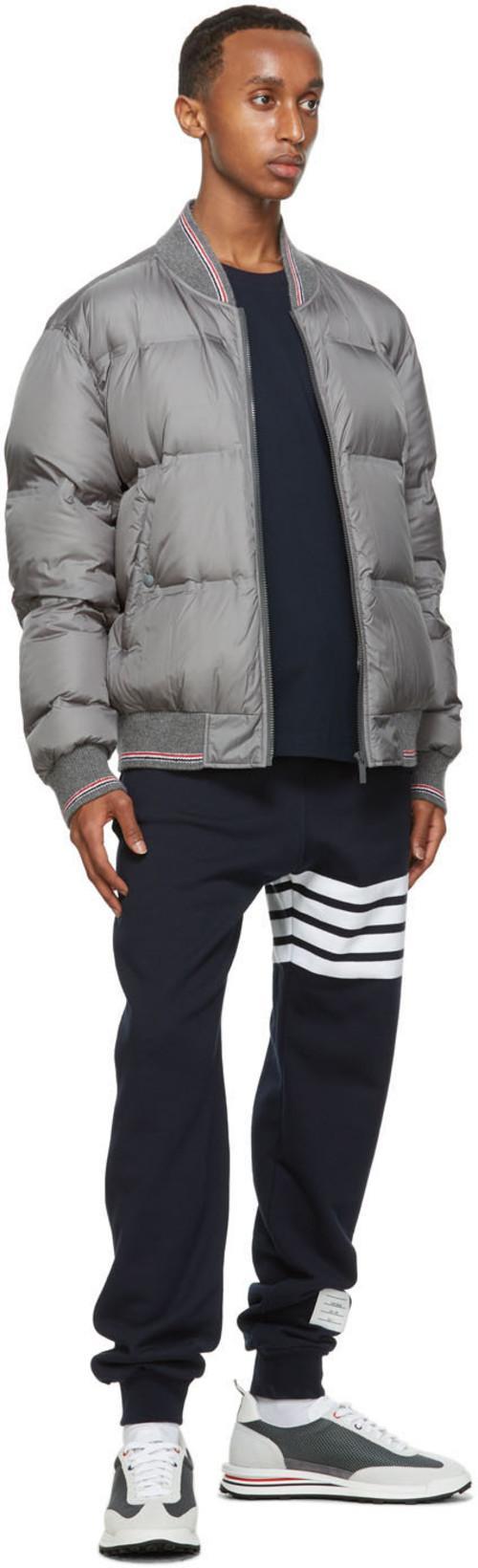 THOM BROWNE Navy Blue Medium Weight Cotton Jersey T-shirt In Multi