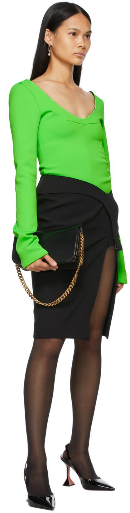 AMINA MUADDI Holli Pointed-toe Leather Slingback Heels In Black