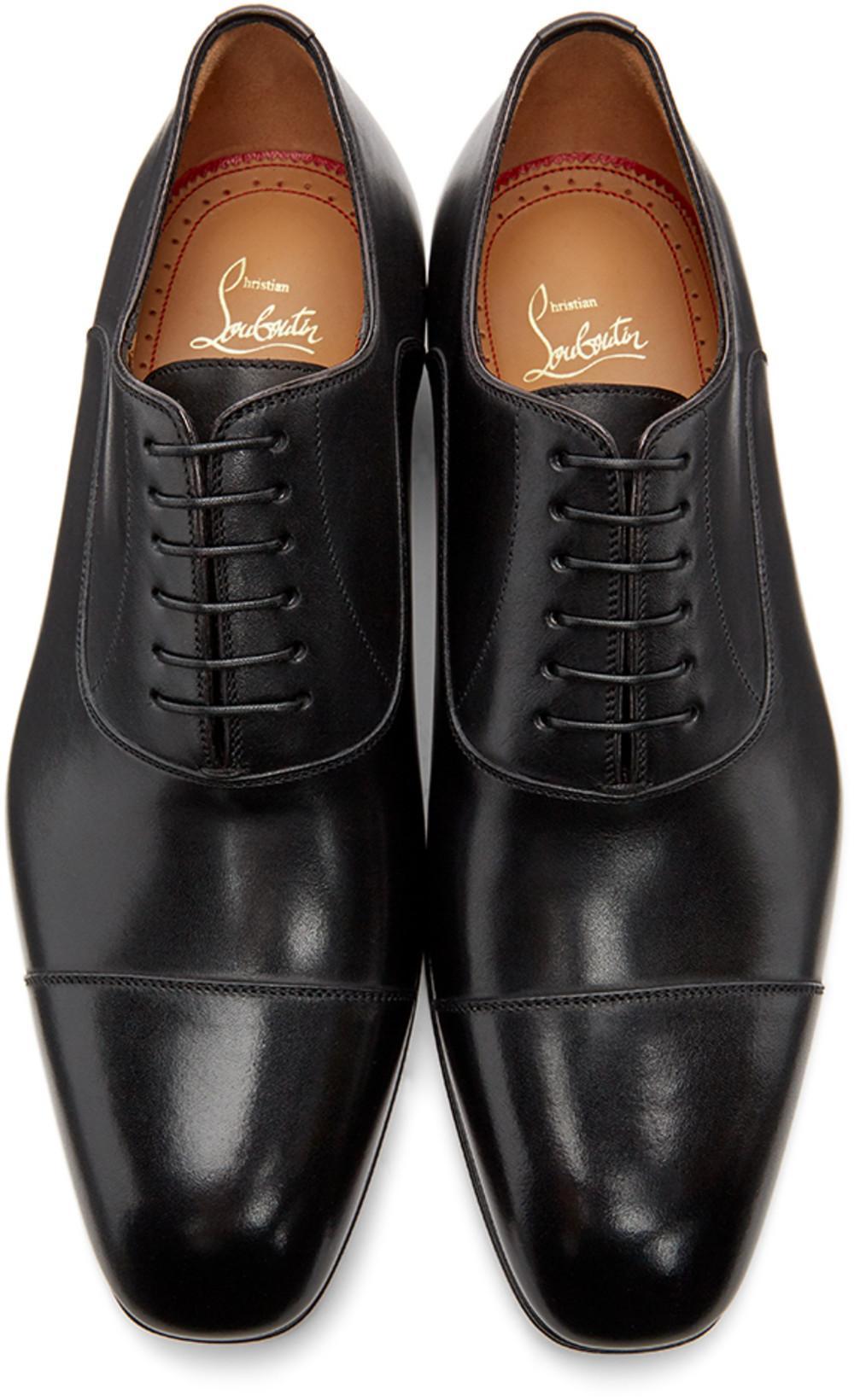 CHRISTIAN LOUBOUTIN Seriox Cap-toe Leather Oxford Shoes In Black