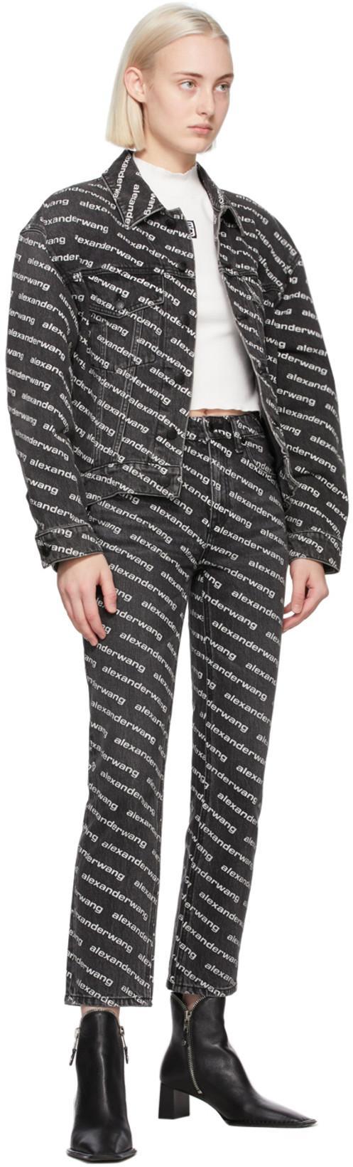 ALEXANDER WANG Denim Jacket With All-over Logo In Black