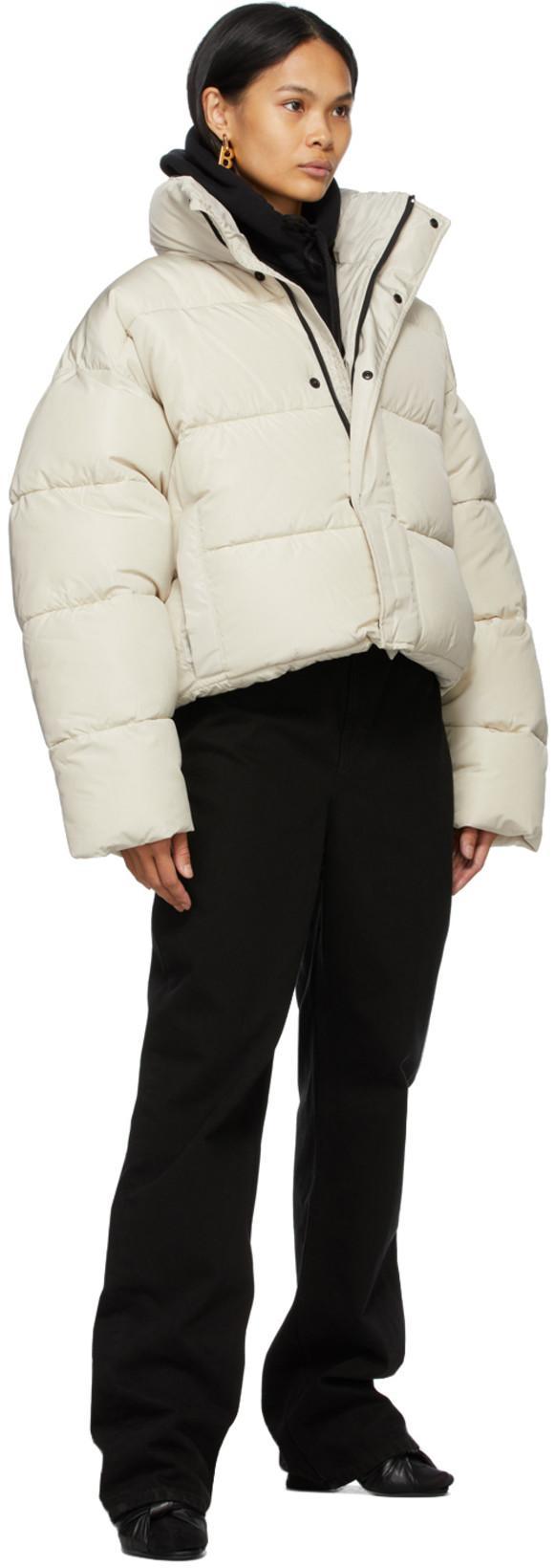BALENCIAGA Bb Oversized Cropped Hooded Quilted Shell Jacket In 9757 Chalky