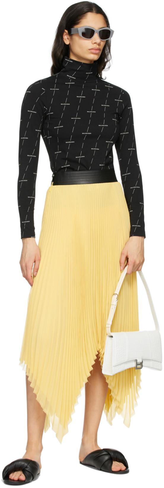 BALENCIAGA Women's Drapy Leather Slide Sandals In Black