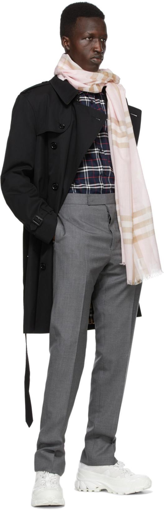 BURBERRY Embroidered Detail Check Cotton Shirt In Navy