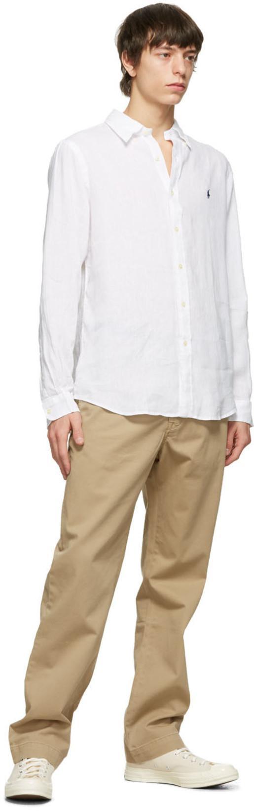 POLO RALPH LAUREN Long-sleeved Button-down Shirt With Tailored Fit In White