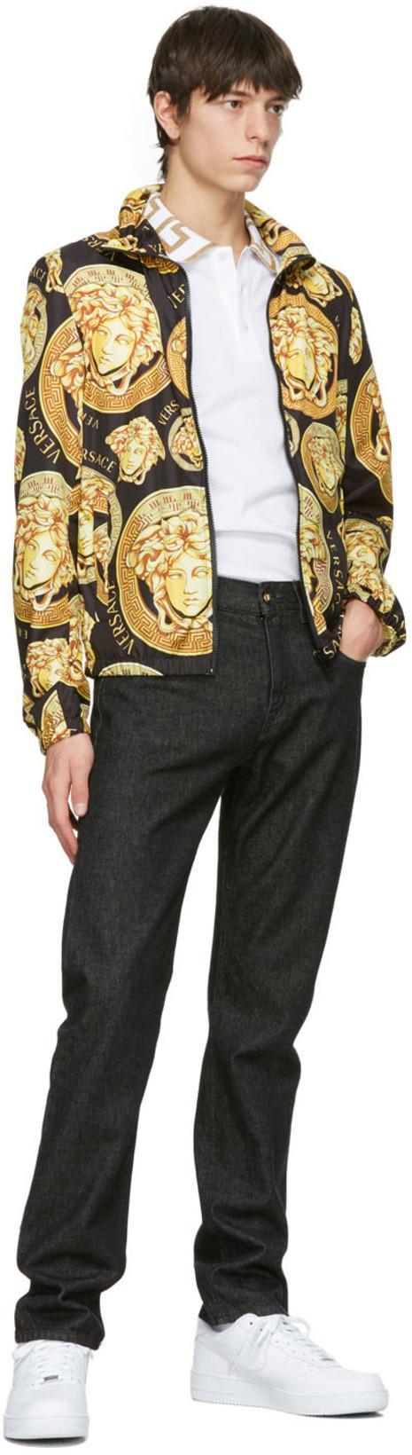 VERSACE Greca Short-sleeved Polo Shirt In Optical White