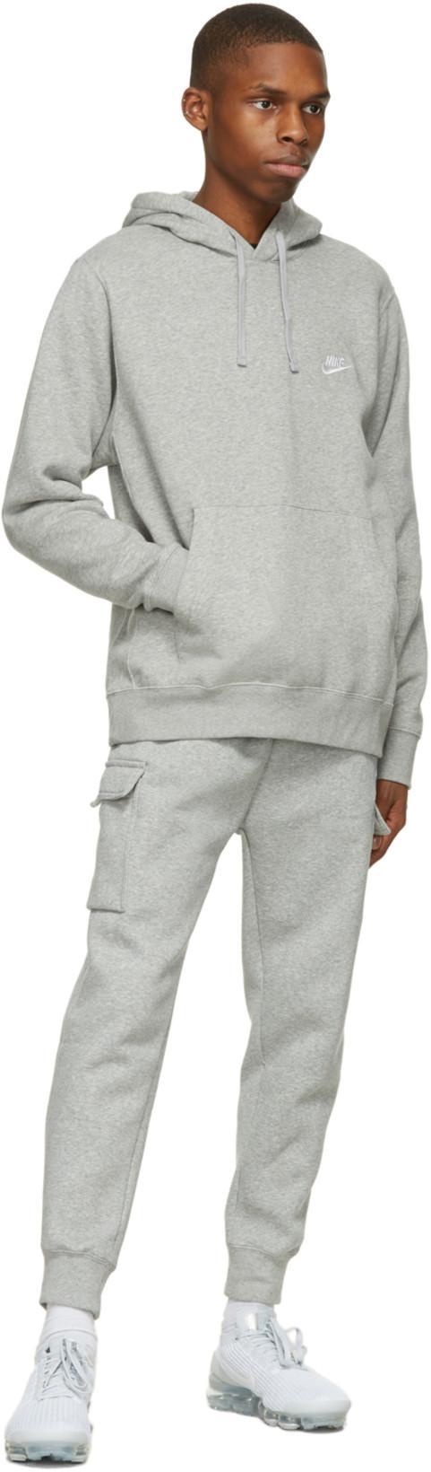 NIKE Sportswear Club Logo-embroidered Cotton-blend Jersey Zip-up Hoodie In Grey