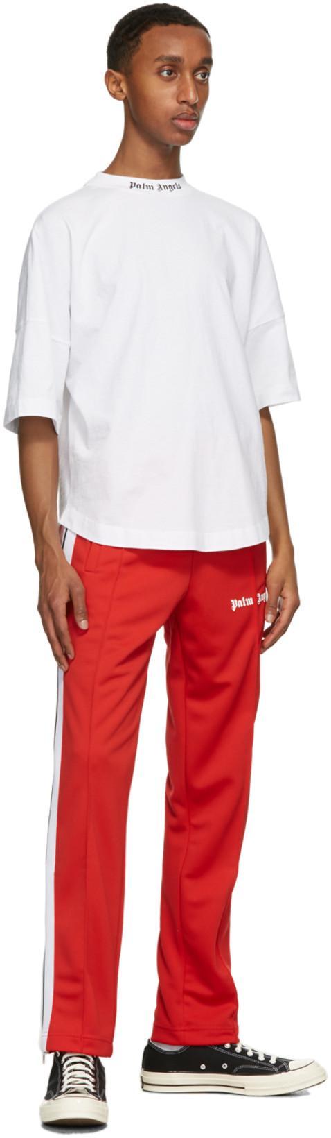 PALM ANGELS Side Stripe Track Pants In Red