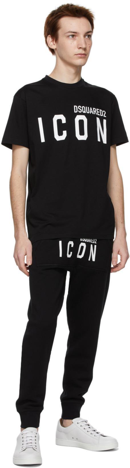 DSQUARED2 Black Crewneck T-shirt With Maxi Logo Print On The Front