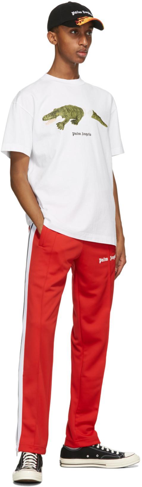 PALM ANGELS Side Stripe Track Pants In Red