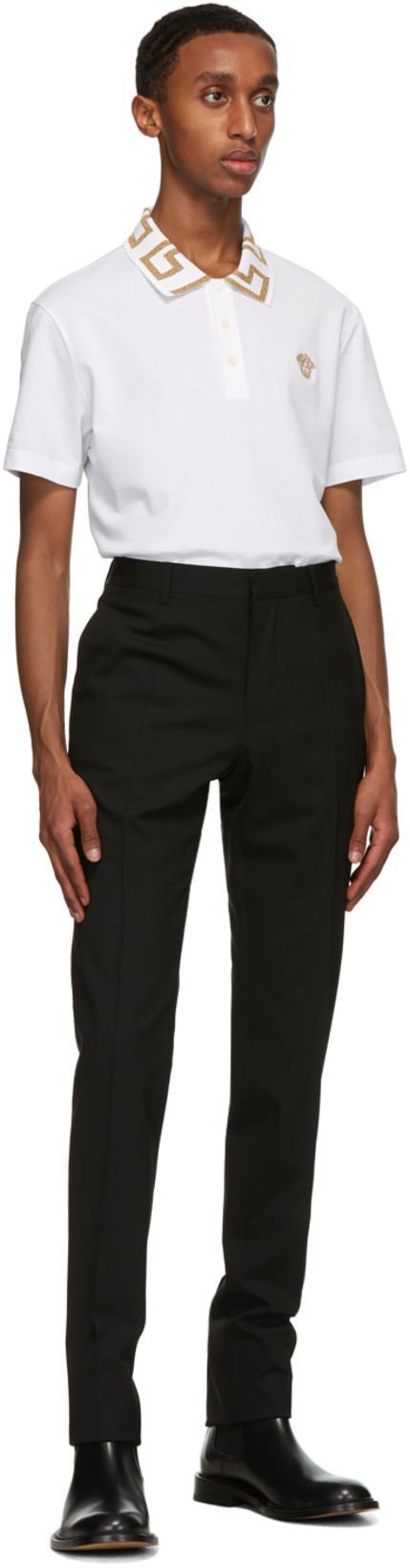 VERSACE Greca Short-sleeved Polo Shirt In Optical White