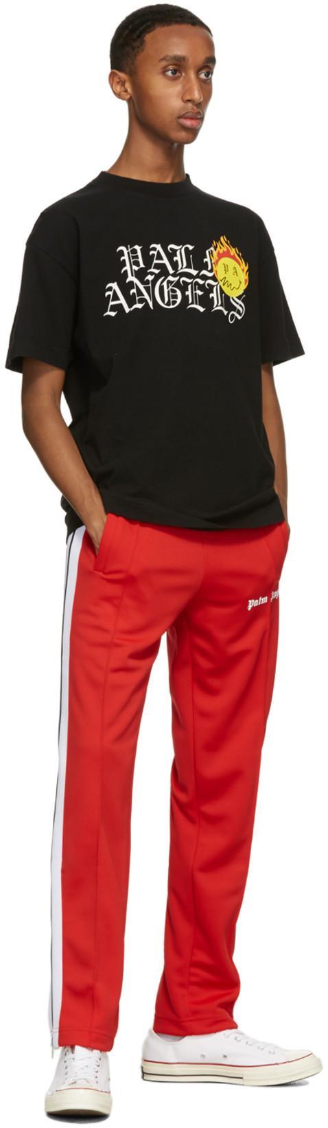PALM ANGELS Side Stripe Track Pants In Red