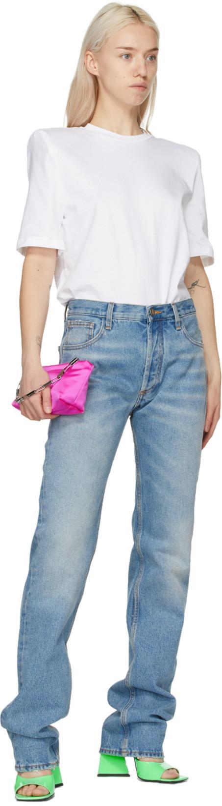 ATTICO Womens Blue Super Washed Faded Straight-leg High-rise Jeans 29 In Blu Super Washed (blue)