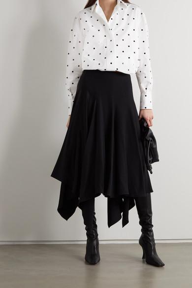 VALENTINO Sequin-embellished Polka-dot Cotton-poplin Shirt In White