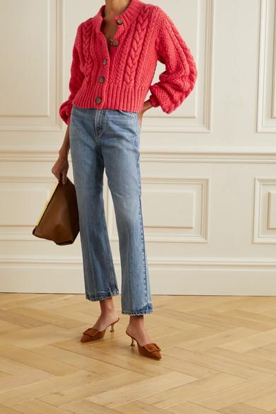 MANOLO BLAHNIK Maysale 50 Buckled Suede Mules In Brown