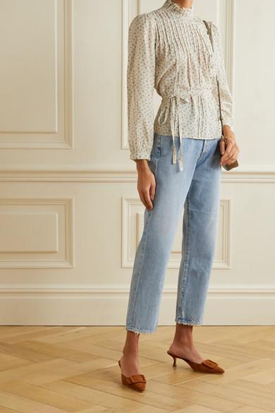 MANOLO BLAHNIK Maysale 50 Buckled Suede Mules In Brown