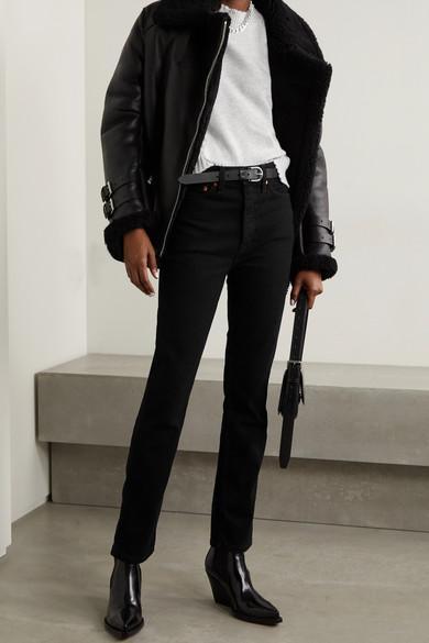 ACNE STUDIOS Shearling Aviator Jacket In Black Leather