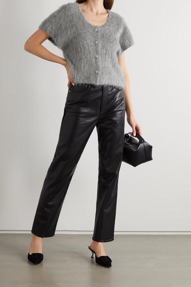 MANOLO BLAHNIK 50mm Maysale Velvet Mules In Grey