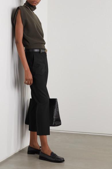 THEORY Treeca 2 Cropped Stretch-wool Slim-leg Pants In Black