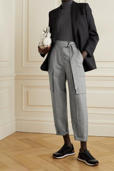 BRUNELLO CUCINELLI Suede And Fabric Sneakers In Black