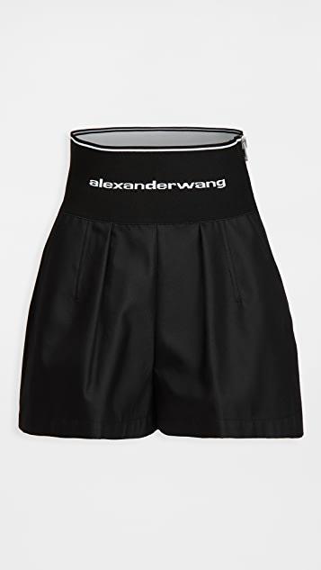 ALEXANDER WANG Women Safari Short With Exposed Zipper And Logo Elastic In Animal Print