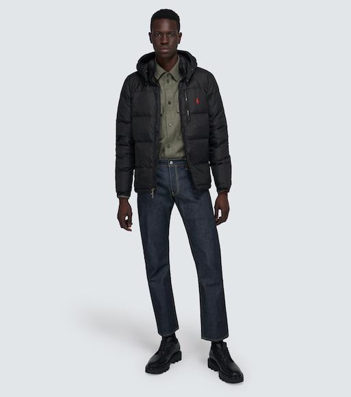 POLO RALPH LAUREN Blue Down Jacket With Fixed Hood And Embroidered Pony Logo On Chest In Tech Fabric Man