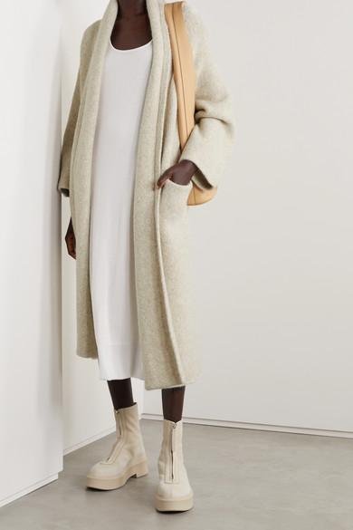 THE ROW Zip Leather Platform Boots In Gray