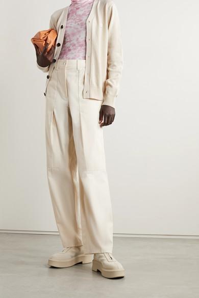 THE ROW Zip Leather Platform Boots In Gray