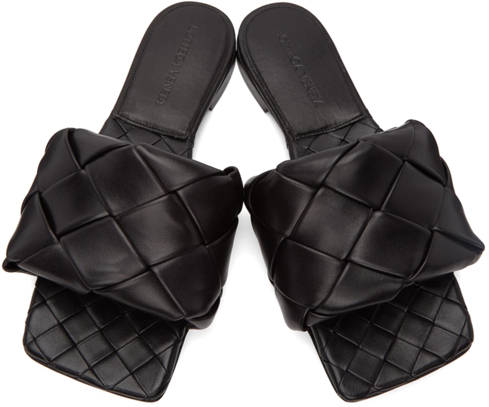 BOTTEGA VENETA The Lido Intrecciato Leather Sandal In Black