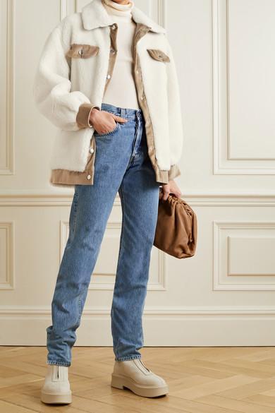 THE ROW Zip Leather Platform Boots In Gray