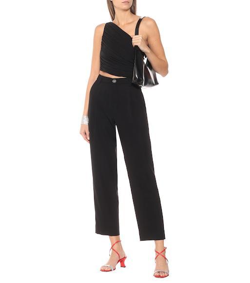 NORMA KAMALI Diana One-shoulder Ruched Crop Top In Black