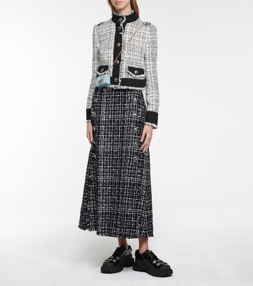 DOLCE & GABBANA Cropped Tweed Jacket In White