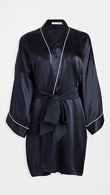 OLIVIA VON HALLE Issa Navy Slip Dress In Silk Satin In Navy Blue