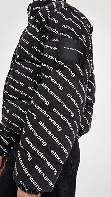 ALEXANDER WANG Denim Jacket With All-over Logo In Black