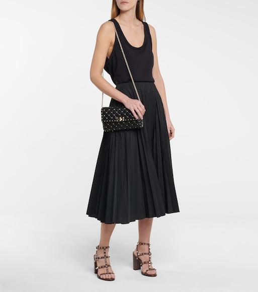 VALENTINO GARAVANI Rockstud Spike Nappa Leather Crossbody Clutch Bag Woman Black Uni