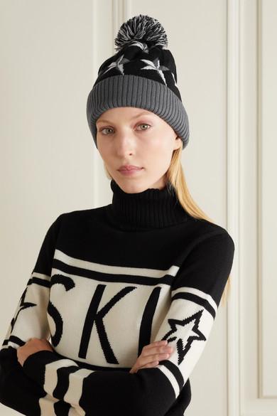 PERFECT MOMENT Schild Intarsia Merino Wool Turtleneck Sweater In Black