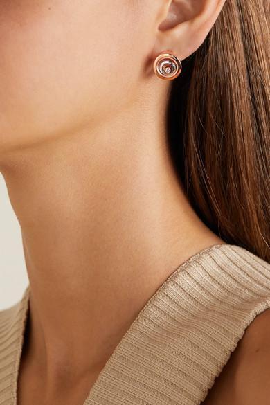 CHOPARD Happy Spirit 18-karat Rose And White Gold Diamond Earrings In Rose Gold