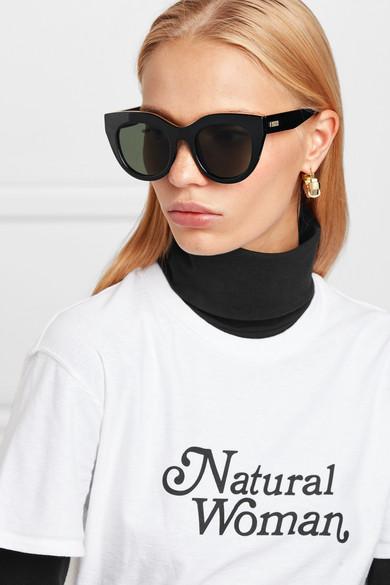 LE SPECS Air Heart Cat-eye Acetate And Gold-tone Sunglasses In Black